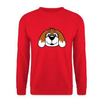 Dog Face Small Happy Puppy Pet - Unisex Sweatshirt - red - Front - Alina (178cm) & Michal (187cm)