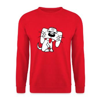 chien assis drôle mignon tirer la langue bande dessinée - Sweat-shirt Unisexe - rouge - Devant - Alina (178cm) & Michal (187cm)