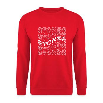 Kiffer-Musik-Typografie-Design - Unisex Pullover - Rot - Vorne - Alina (178cm) & Michal (187cm)