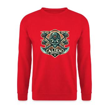 Alien Drones Logo - Unisex Pullover - Rot - Vorne - Alina (178cm) & Michal (187cm)