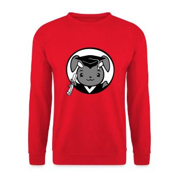 Hase College Schule Abschluss Abitur Zeugnis Süß - Unisex Pullover - Rot - Vorne - Alina (178cm) & Michal (187cm)