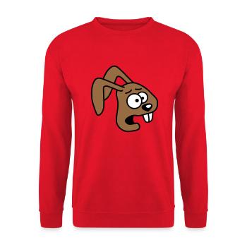 Bunny Horrified Fearful Desperate Confused Cool - Unisex Sweatshirt - red - Front - Alina (178cm) & Michal (187cm)