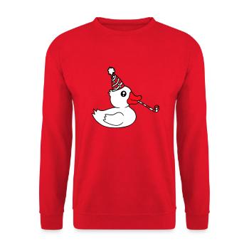 Canard Fête Serviette Chapeau Anniversaire Célébrer le Nouvel An - Sweat-shirt Unisexe - rouge - Devant - Alina (178cm) & Michal (187cm)