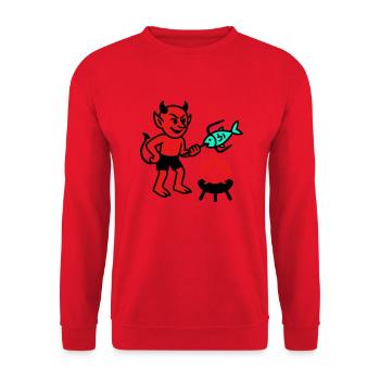 Devil with Fish - Unisex Sweatshirt - red - Front - Alina (178cm) & Michal (187cm)