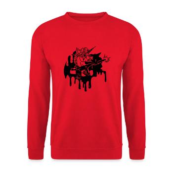 Einhorn Power - Unisex Pullover - Rot - Vorne - Alina (178cm) & Michal (187cm)
