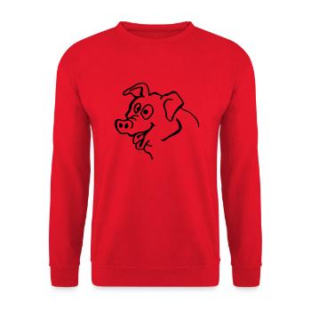 Doofe Sau - Unisex Pullover - Rot - Vorne - Alina (178cm) & Michal (187cm)
