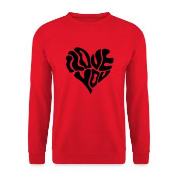 I Love You (Schriftzug) 01 - Unisex Pullover - Rot - Vorne - Alina (178cm) & Michal (187cm)