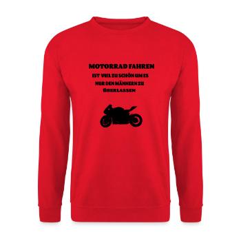 Motorrad fahren ist - Unisex Pullover - Rot - Vorne - Alina (178cm) & Michal (187cm)