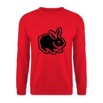 Cute Bunny Rabbit 08 - Unisex Pullover - Rot - Vorne - Alina (178cm) & Michal (187cm)