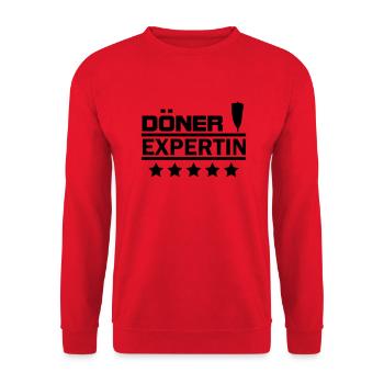döner expertin - Unisex Pullover - Rot - Vorne - Alina (178cm) & Michal (187cm)