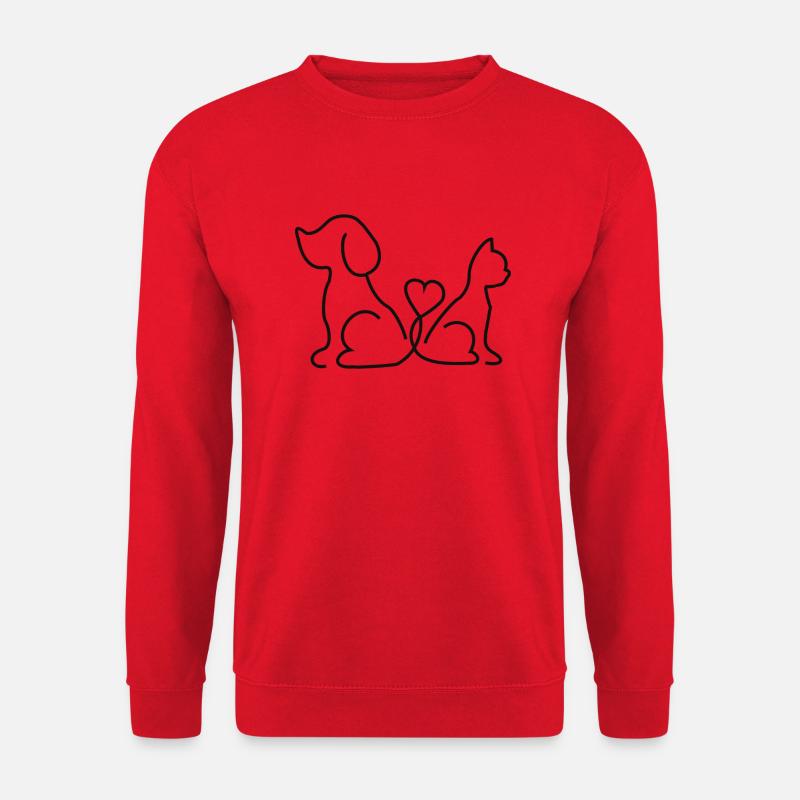 Hund Katze Herz - Unisex Pullover - Rot