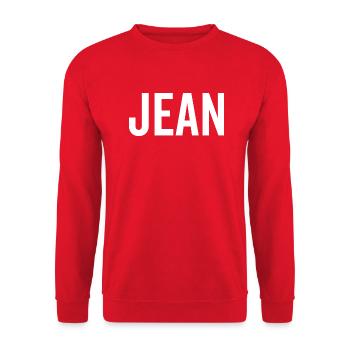 Jean Custom Name Font Text Birthday - Unisex Sweatshirt - red - Front - Alina (178cm) & Michal (187cm)