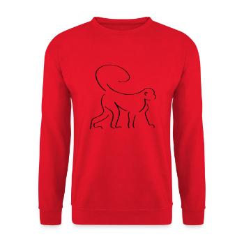 Monkey Line Art - Minimaliste - Sweat-shirt Unisexe - rouge - Devant - Alina (178cm) & Michal (187cm)