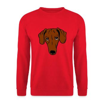 Teckel, cheveux courts - Sweat-shirt Unisexe - rouge - Devant - Alina (178cm) & Michal (187cm)