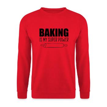 Baking is my super power funny quote - Unisex Sweatshirt - red - Front - Alina (178cm) & Michal (187cm)