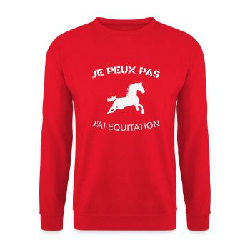 je peux pas j ai cheval - Sweat-shirt Unisexe - rouge - Devant - Alina (178cm) & Michal (187cm)