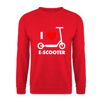 E-Scooter E-Roller Scooter - Unisex Pullover - Rot - Vorne - Alina (178cm) & Michal (187cm)