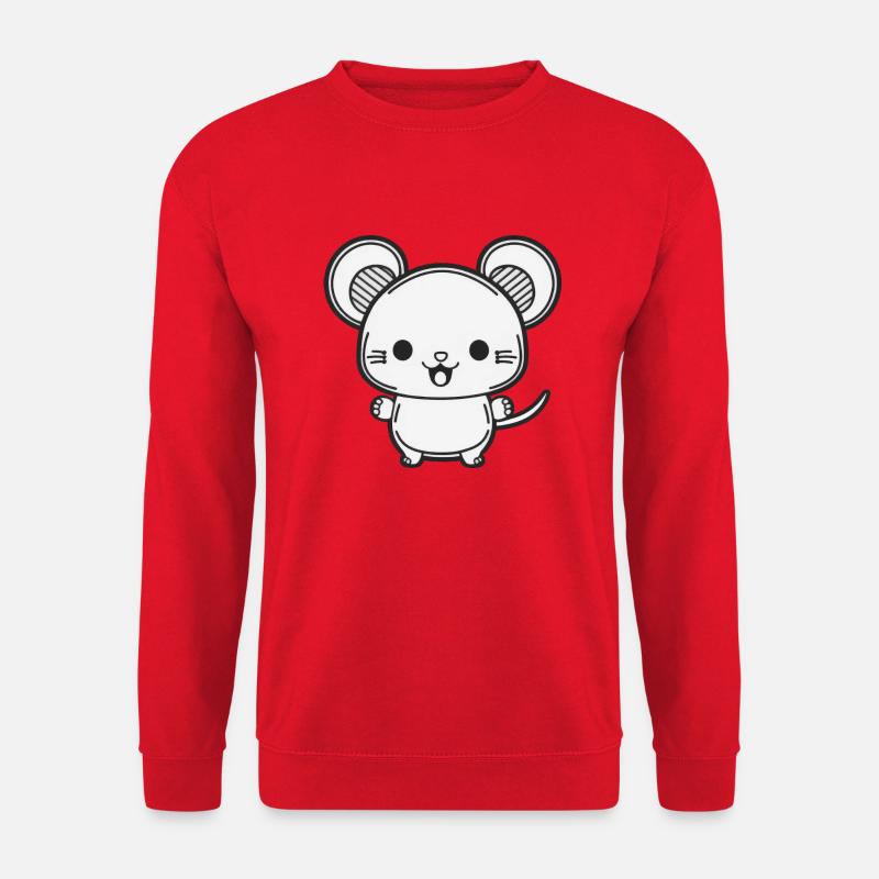 Kawaii mignon souris heureuse - Sweat-shirt Unisexe - rouge