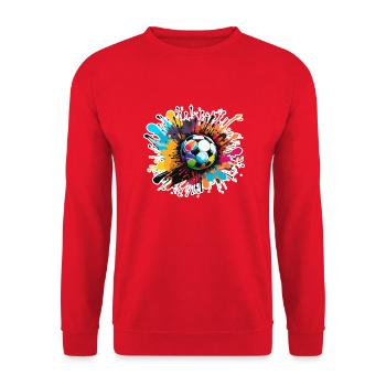 Fußball / spiel / Ball / Spielfeld / schießen - Unisex Pullover - Rot - Vorne - Alina (178cm) & Michal (187cm)