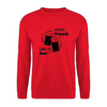 Good Friends, Great Beer - Unisex Sweatshirt - red - Front - Alina (178cm) & Michal (187cm)