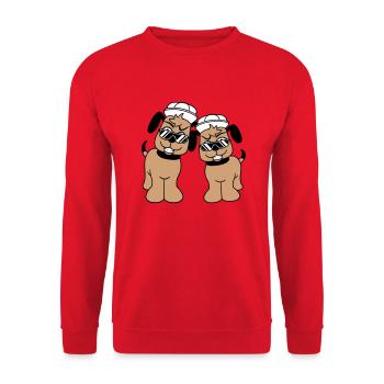 2 DJ chiens lunettes de soleil adolescent casquette casquette équipe - Sweat-shirt Unisexe - rouge - Devant - Alina (178cm) & Michal (187cm)