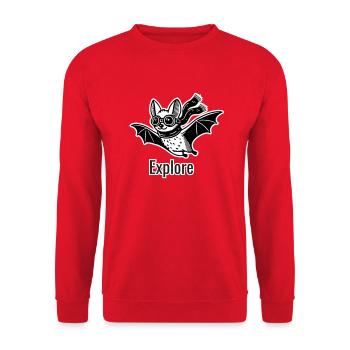 Flying bat with googles and scarf - Explore Design - Unisex Sweatshirt - red - Front - Alina (178cm) & Michal (187cm)