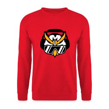 DJ Eule Sonnenbrille Kopfhörer Musik Club Party - Unisex Pullover - Rot - Vorne - Alina (178cm) & Michal (187cm)