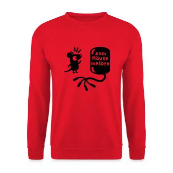 Melkmaschine - Zum Mäuse melken - Line - Unisex Pullover - Rot - Vorne - Alina (178cm) & Michal (187cm)