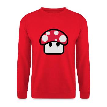 champignon,dessin,geek,jeux vidéo - Sweat-shirt Unisexe - rouge - Devant - Alina (178cm) & Michal (187cm)