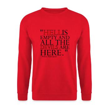 ENFER EST VIDE ET TOUS LES DIABLES SONT ICI - Sweat-shirt Unisexe - rouge - Devant - Alina (178cm) & Michal (187cm)
