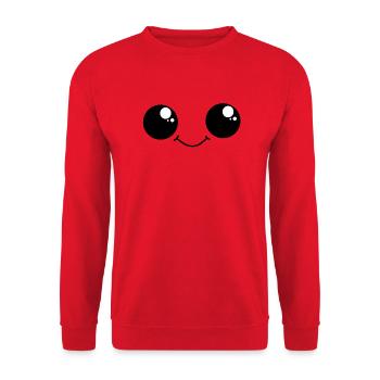 Cute Smiley with big eyes - Unisex Pullover - Rot - Vorne - Alina (178cm) & Michal (187cm)