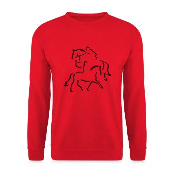 Dressurreiter und Springreiter - Unisex Pullover - Rot - Vorne - Alina (178cm) & Michal (187cm)