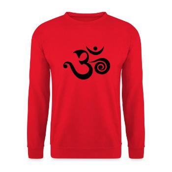 OM, AUM, BOUDDHISM, SPIRITUALITY, MANTRA, YOGA, - Sweat-shirt Unisexe - rouge - Devant - Alina (178cm) & Michal (187cm)