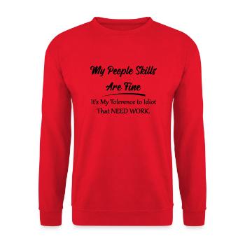 My People Skills Are Fine-Funny Sarcastic Sayings - Unisex Pullover - Rot - Vorne - Alina (178cm) & Michal (187cm)