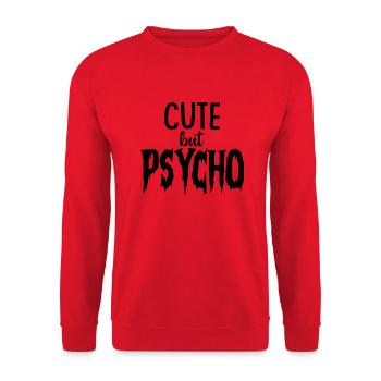 CUTE but PSYCHO - Psycho BUT CUTE - Unisex Pullover - Rot - Vorne - Alina (178cm) & Michal (187cm)