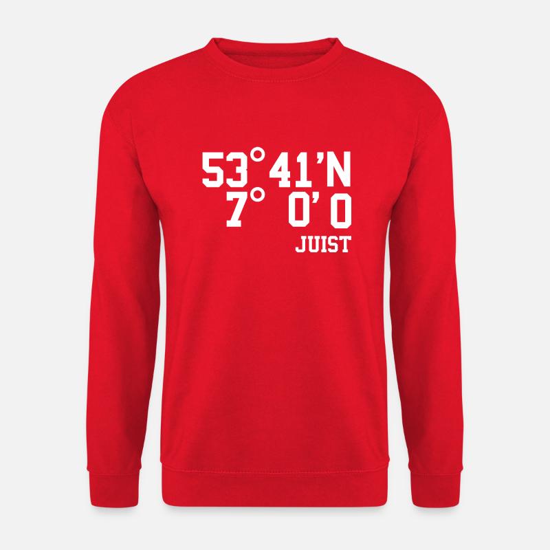 Juist Koordinaten Nordsee Insel Urlaub Geschenk - Unisex Pullover - Rot