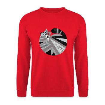 Kätzchen "rollig" Katzendame Katzen Shirt - Unisex Pullover - Rot - Vorne - Alina (178cm) & Michal (187cm)