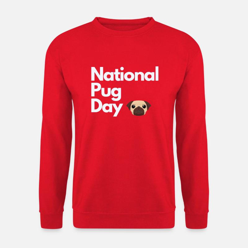 National Pug Day Mops - Unisex Pullover - Rot