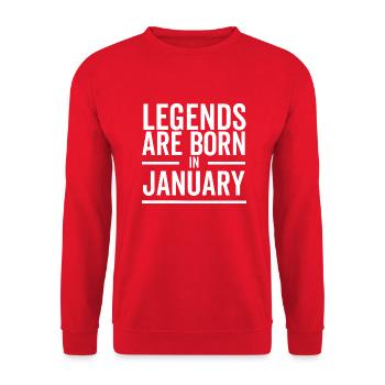 Legends Are Born in January - Unisex Sweatshirt - red - Front - Alina (178cm) & Michal (187cm)