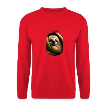 schlafendes Faultier - Unisex Pullover - Rot - Vorne - Alina (178cm) & Michal (187cm)