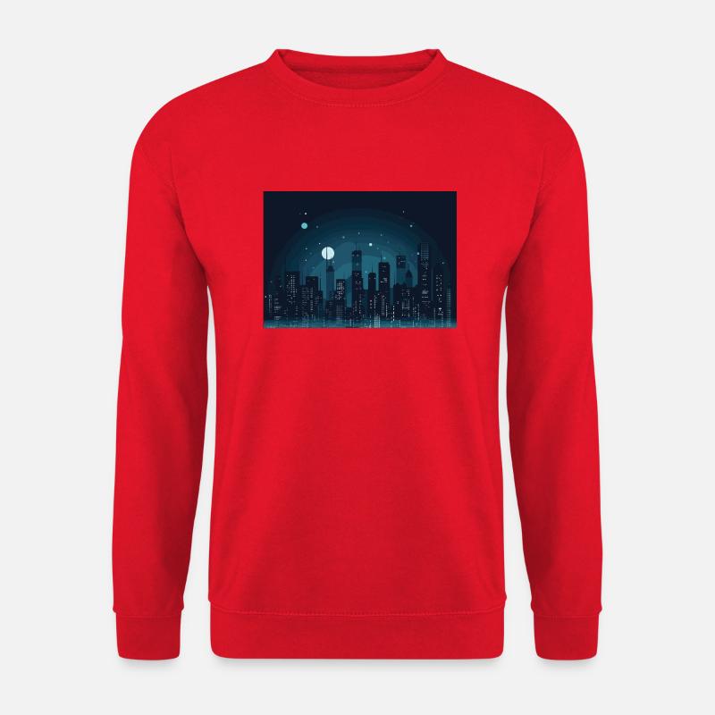 Nächtliche Stadt - Unisex Pullover - Rot