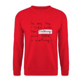 Food Talk - Unisex Pullover - Rot - Vorne - Alina (178cm) & Michal (187cm)