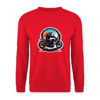 Biker / Motorrad Fahrer / Biker / Zweirad / Cross - Unisex Pullover - Rot - Vorne - Alina (178cm) & Michal (187cm)