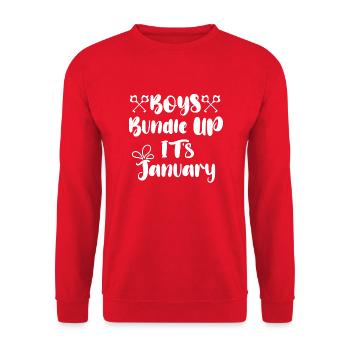 Boys Bundel up its January - Unisex Sweatshirt - red - Front - Alina (178cm) & Michal (187cm)