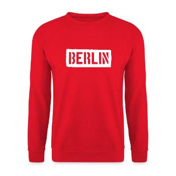Berlin Slogan - Porte de Brandebourg - Alexanderplatz - Sweat-shirt Unisexe - rouge - Devant - Alina (178cm) & Michal (187cm)