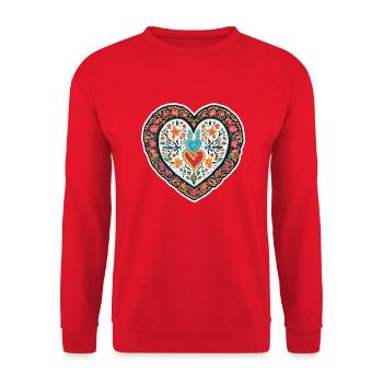 Love is Superpower - Unisex Sweatshirt - red - Front - Alina (178cm) & Michal (187cm)