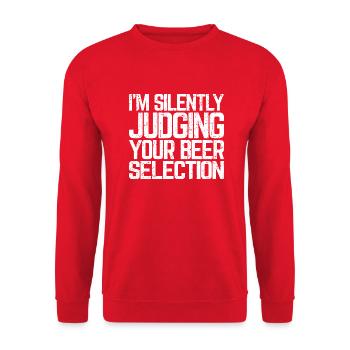 Silently Judging Beer Selection St. Patrick's Day - Unisex Sweatshirt - red - Front - Alina (178cm) & Michal (187cm)