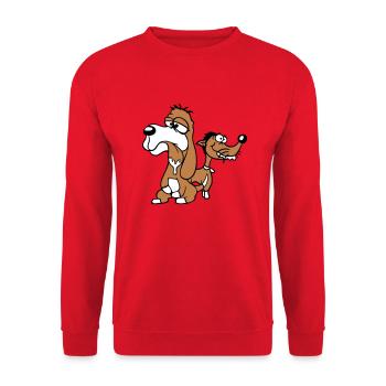 2 dogs team stupid two friends crew unhappy - Unisex Sweatshirt - red - Front - Alina (178cm) & Michal (187cm)