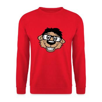 Hund Nerd Hornbrille Geek Zahnspange Schlau Lustig - Unisex Pullover - Rot - Vorne - Alina (178cm) & Michal (187cm)