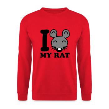 I Love My Rat Text Saying Mouse Cute Little Rat - Unisex Sweatshirt - red - Front - Alina (178cm) & Michal (187cm)